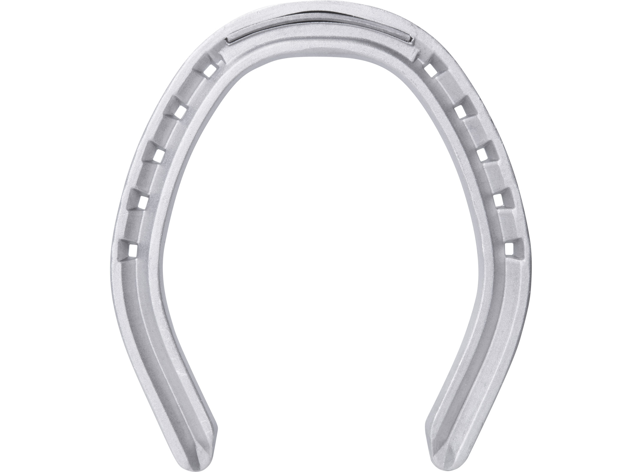 St. Croix Fullered Aluminium horseshoe, bottom side view