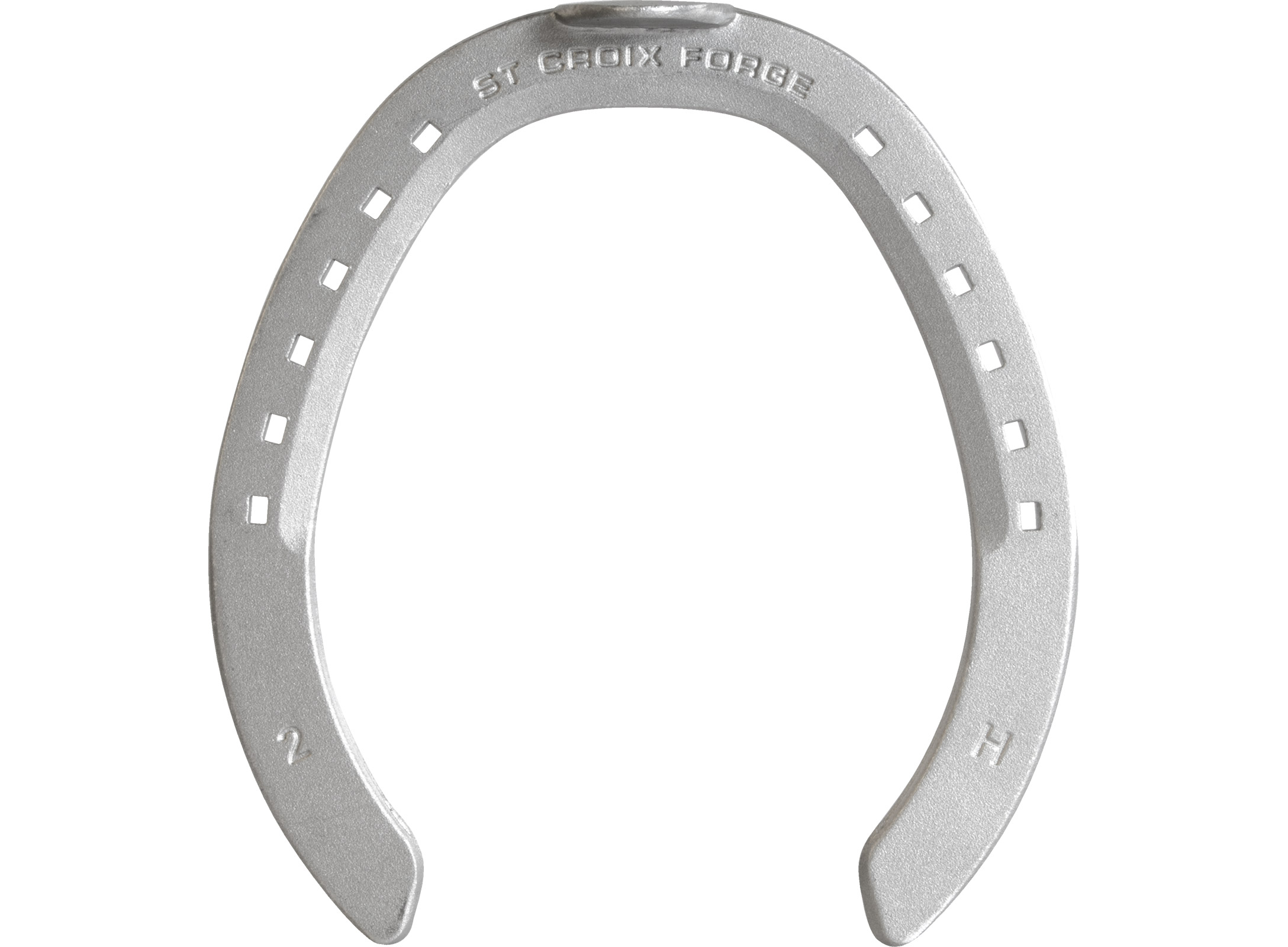 St. Croix Rapid Fullered Aluminium horseshoe, hoof side view