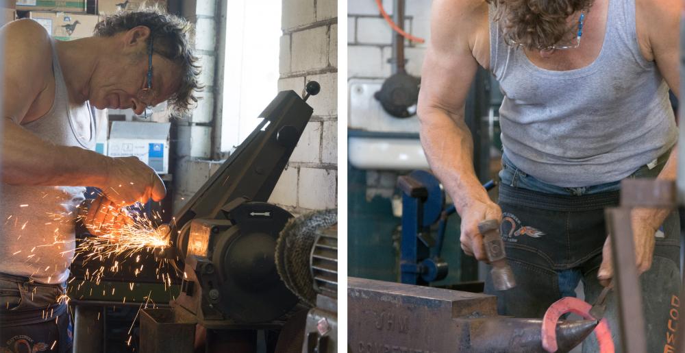 The Dutch farrier Douwe Dokter in his workshop