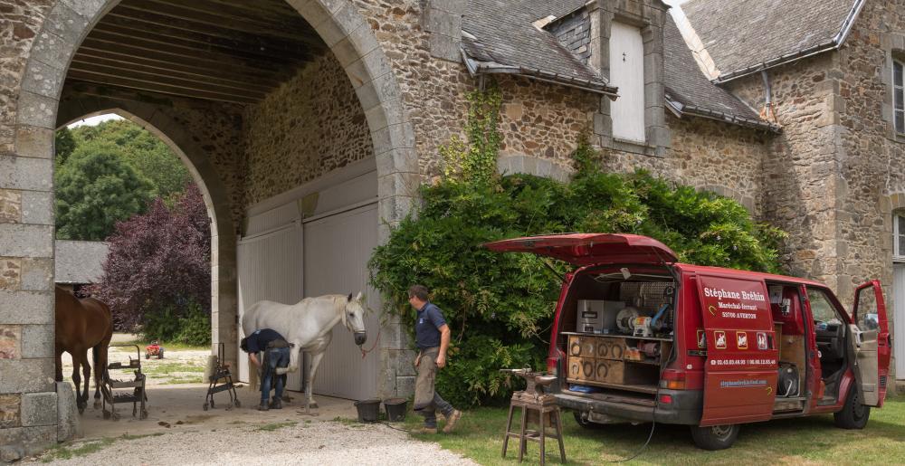 The French farrier Stéphane Brehin at work on a castle