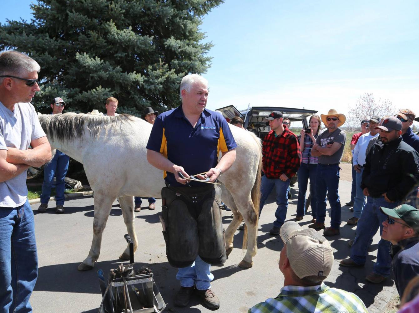 A horseshoeing clinic of Grant Moon for St. Croix Forge