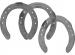 St. Croix Advantage Steel horseshoes, front toe clip and  side clips, hind side clips, hoof side view